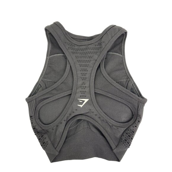Gymshark Mesh Crop Tank Sports Bra Activewear Training Black XS - Picture 3 of 3